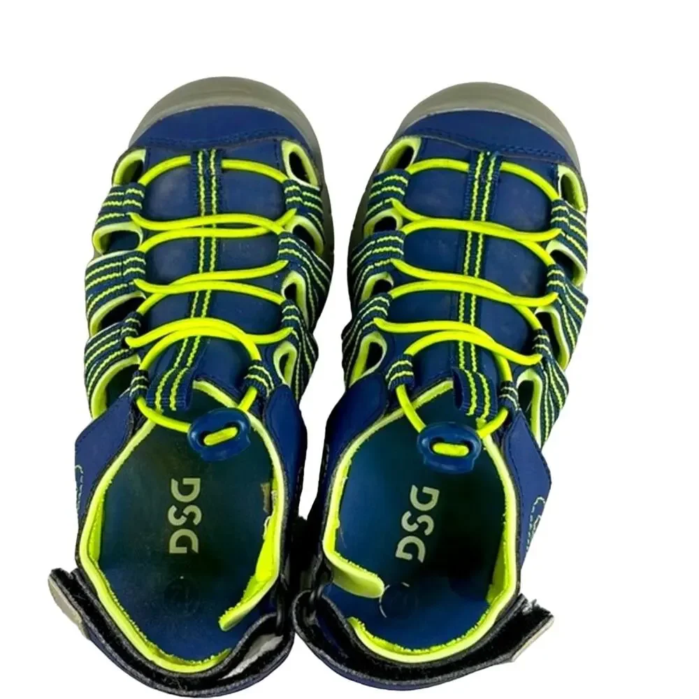 DSG Youth Caged Sandal 12 Youth Navy Blue /Yellow Adjustable Ankle Strap & Top